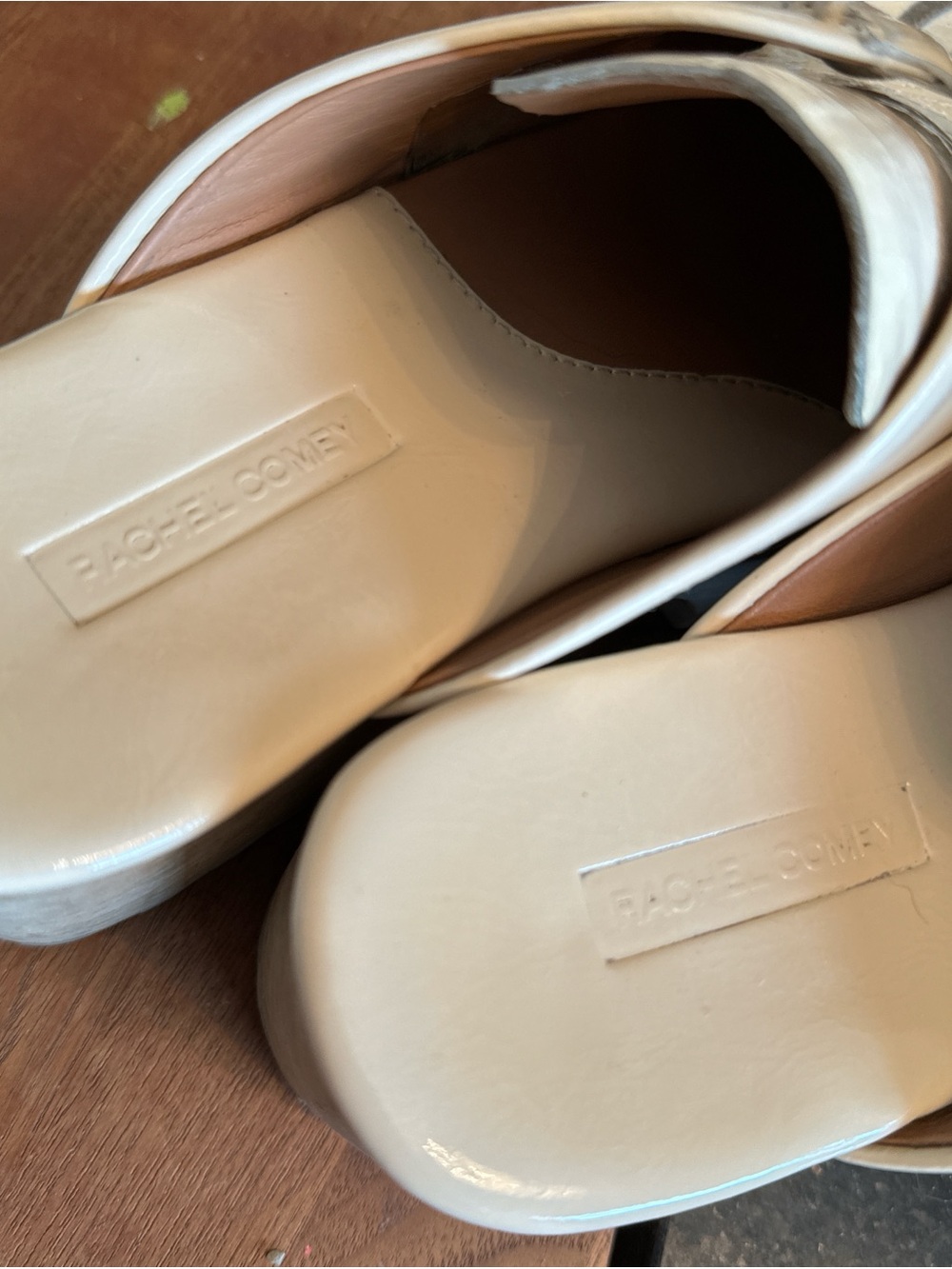 Rachel Comey Cream Leather Platform Clog Mules with Lug Sole - Picture 4 of 6